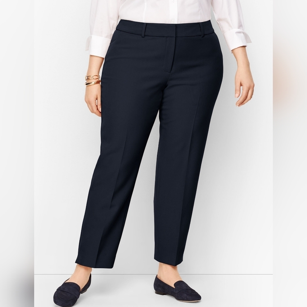 Talbots Hampshire Ankle Navy Pants Womens 14 Straight Leg Stretch Business Boss